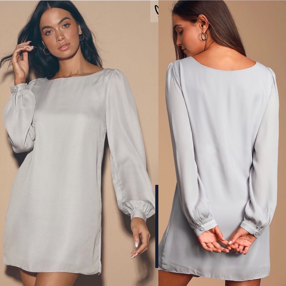 Lulus Light Grey Shift Dress